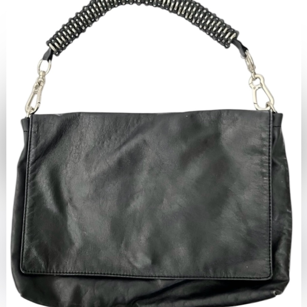 Zara Black Leather Shoulder Bag Chunky Strap Modern Minimalist  Handbag